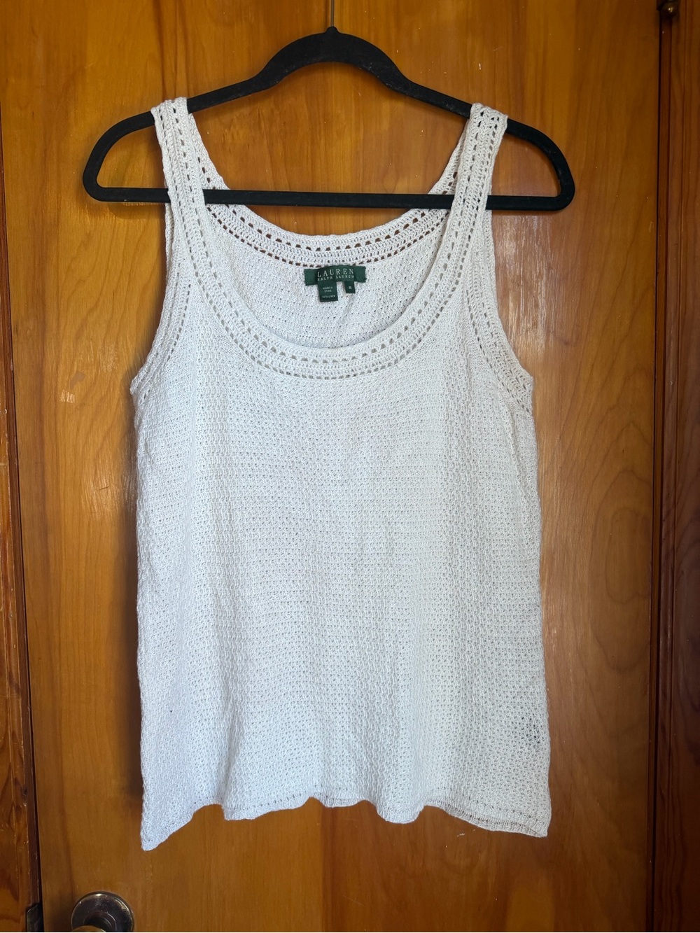 Lauren Ralph Lauren Cream Crochet Knit Tank Top